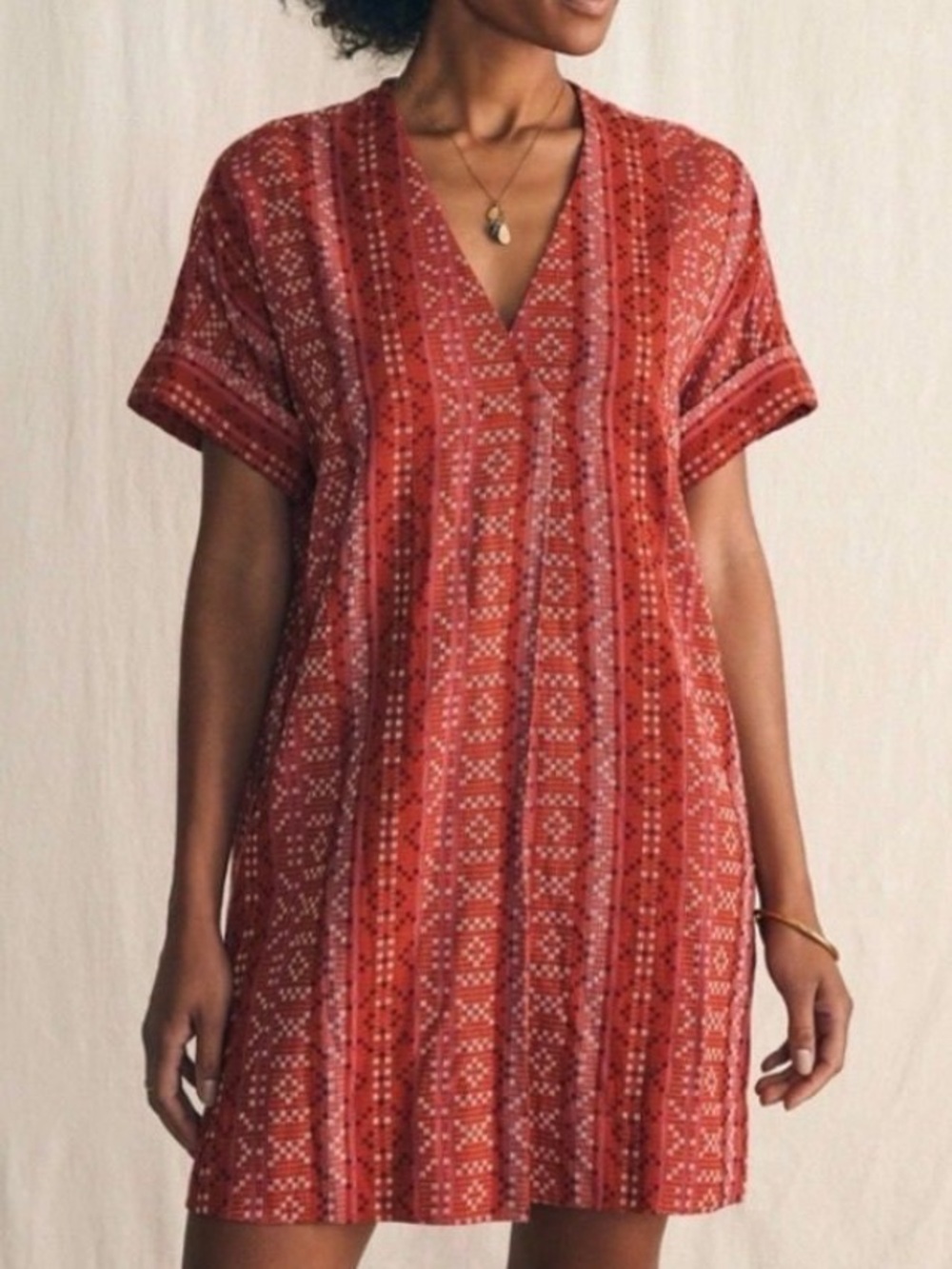 Faherty Woven Geometric Dress Size Large